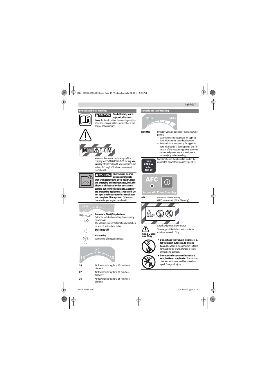 Bosch GAS 35 M AFC Professional User Manual | Page 17 / 258