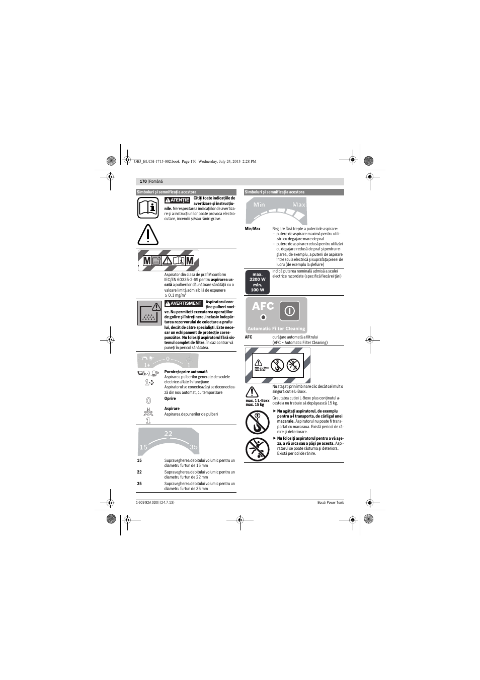 Bosch GAS 35 M AFC Professional User Manual | Page 170 / 258