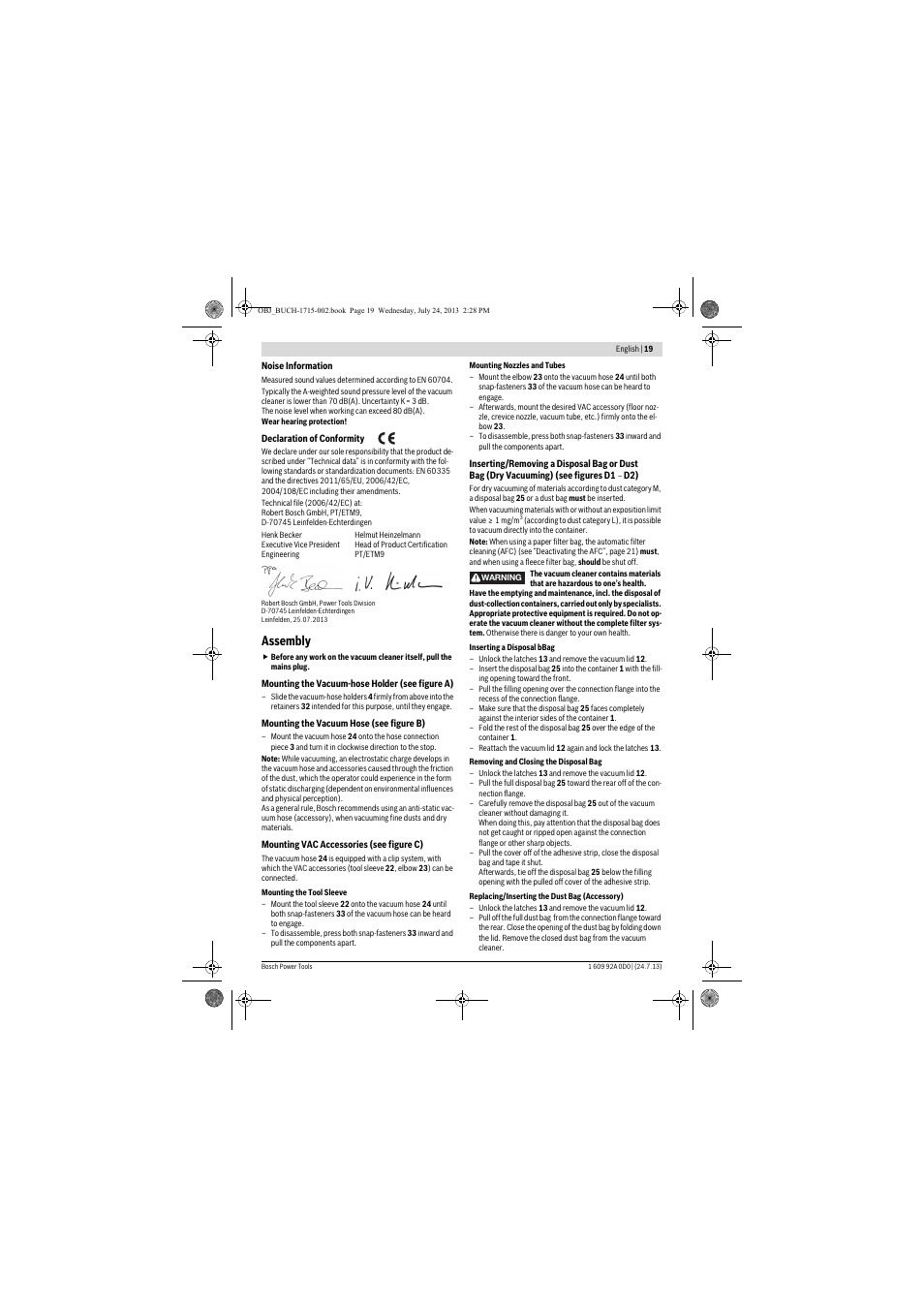 Assembly | Bosch GAS 35 M AFC Professional User Manual | Page 19 / 258