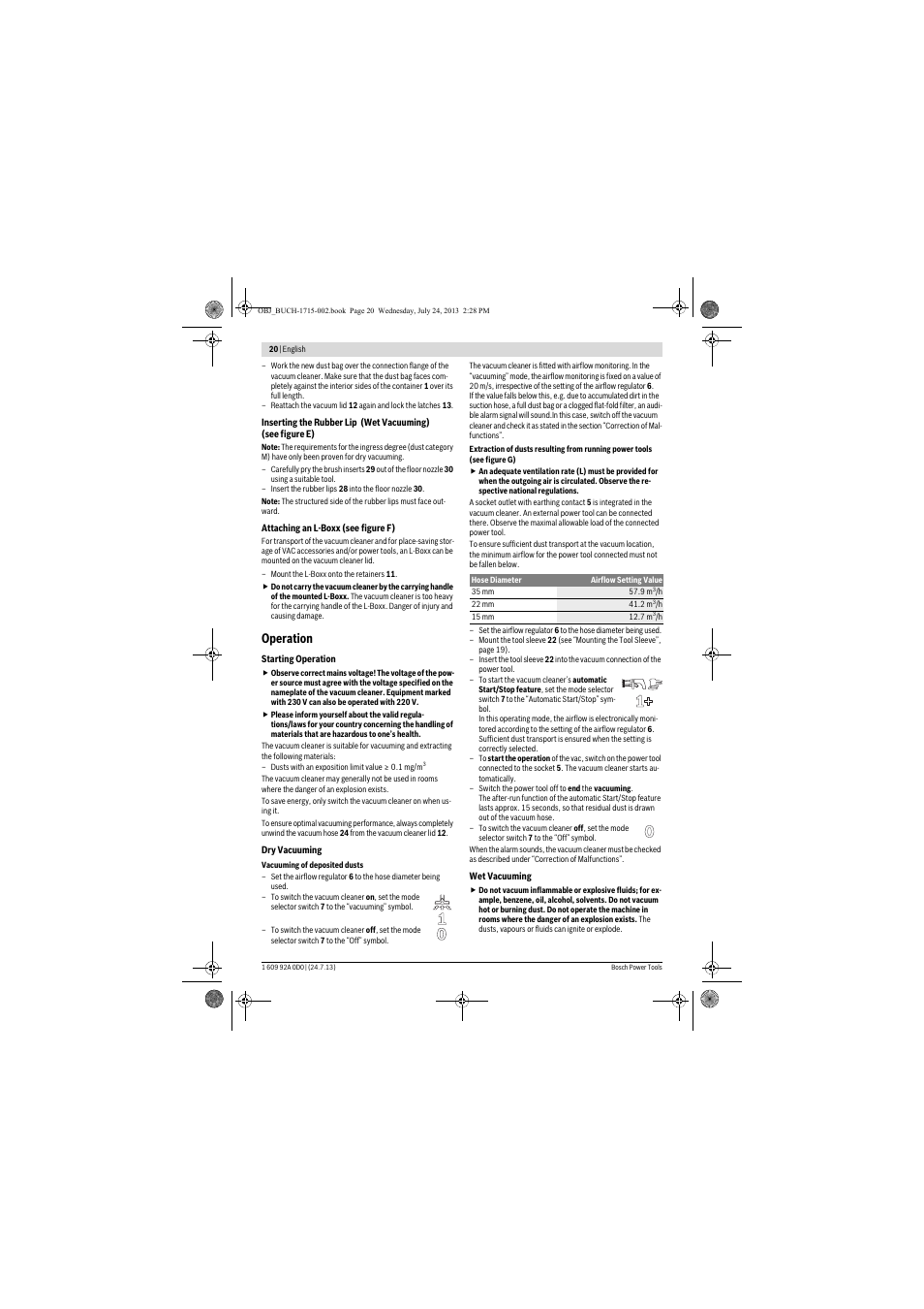 Operation | Bosch GAS 35 M AFC Professional User Manual | Page 20 / 258