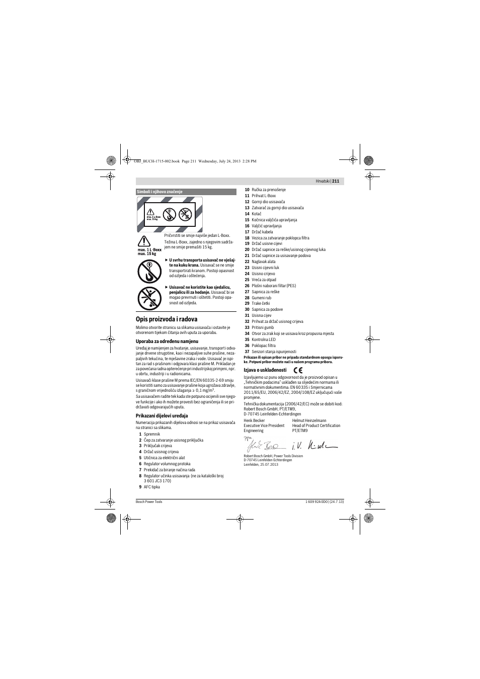 Opis proizvoda i radova | Bosch GAS 35 M AFC Professional User Manual | Page 211 / 258