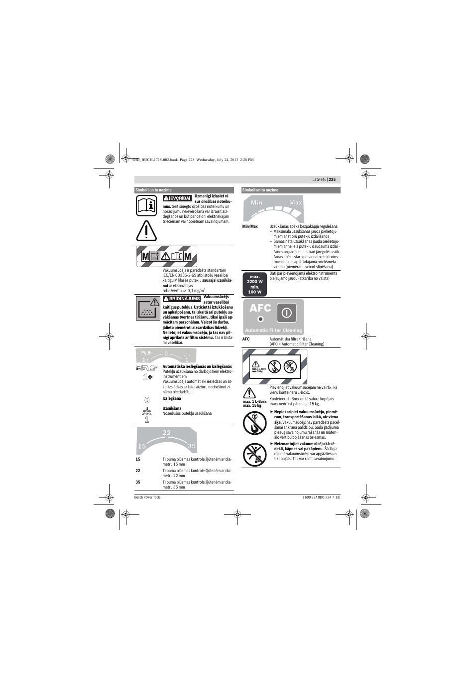 Bosch GAS 35 M AFC Professional User Manual | Page 225 / 258