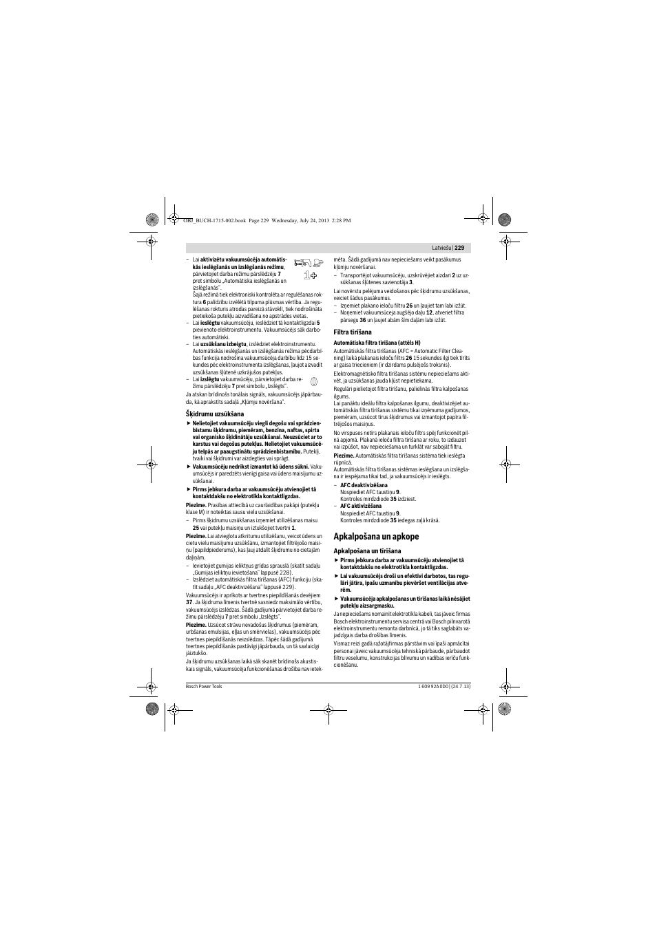 Apkalpošana un apkope | Bosch GAS 35 M AFC Professional User Manual | Page 229 / 258
