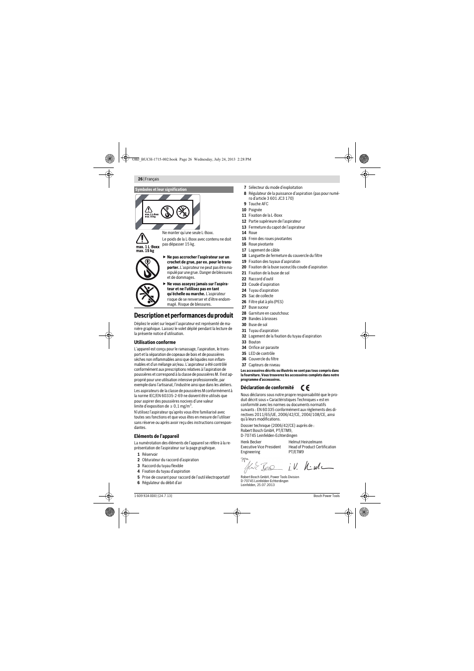 Description et performances du produit | Bosch GAS 35 M AFC Professional User Manual | Page 26 / 258