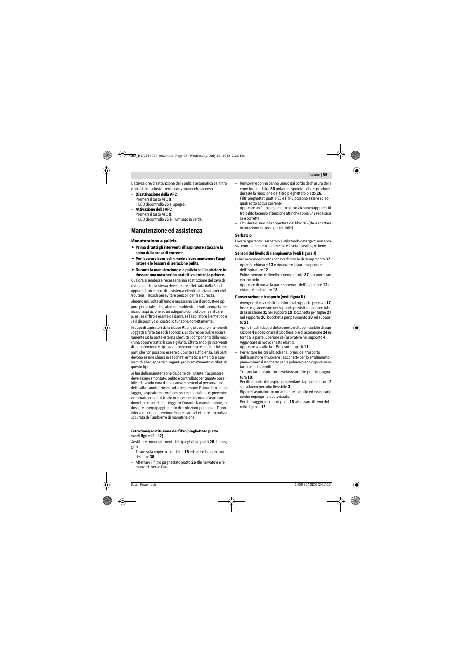 Manutenzione ed assistenza | Bosch GAS 35 M AFC Professional User Manual | Page 55 / 258