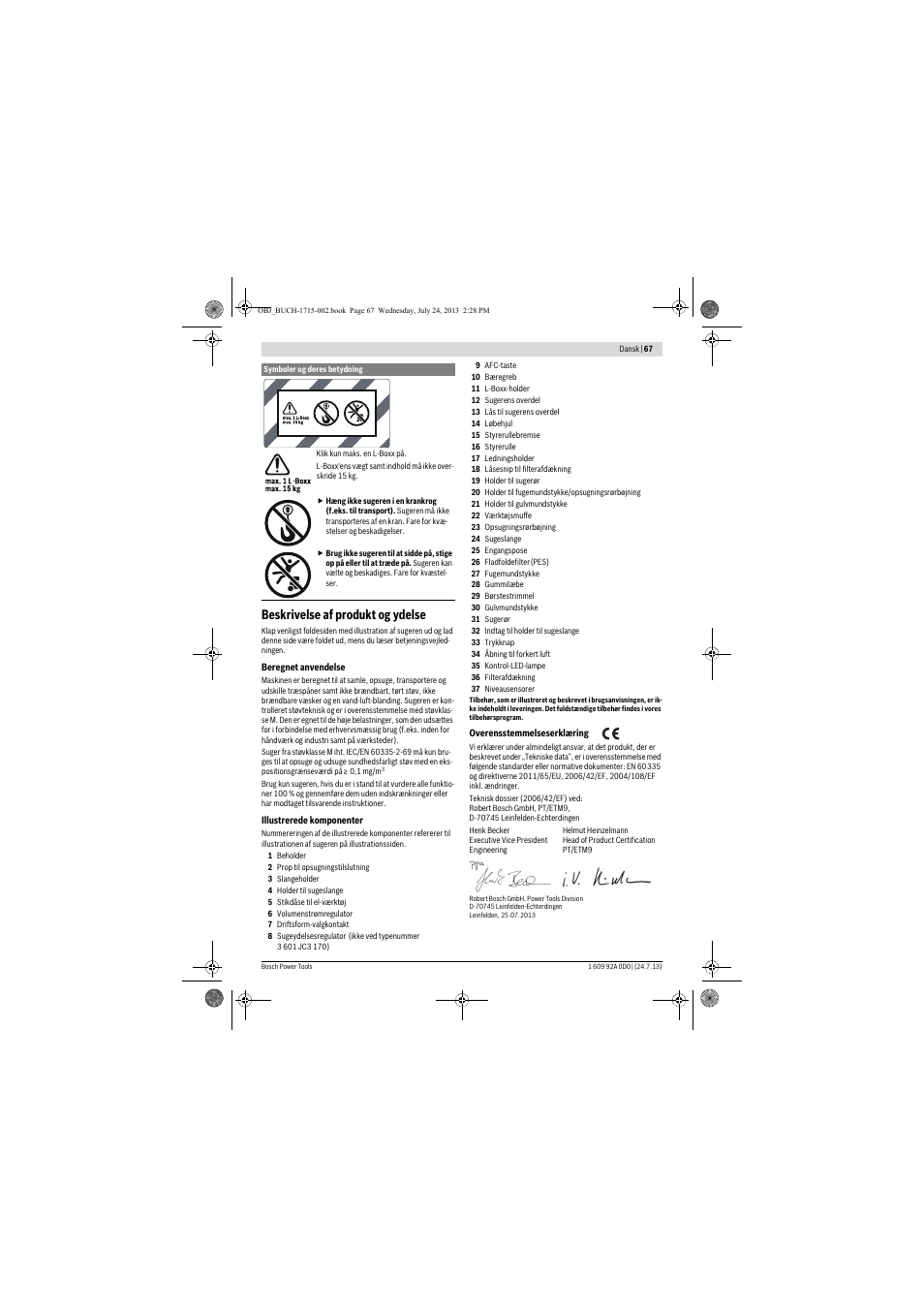 Beskrivelse af produkt og ydelse | Bosch GAS 35 M AFC Professional User Manual | Page 67 / 258