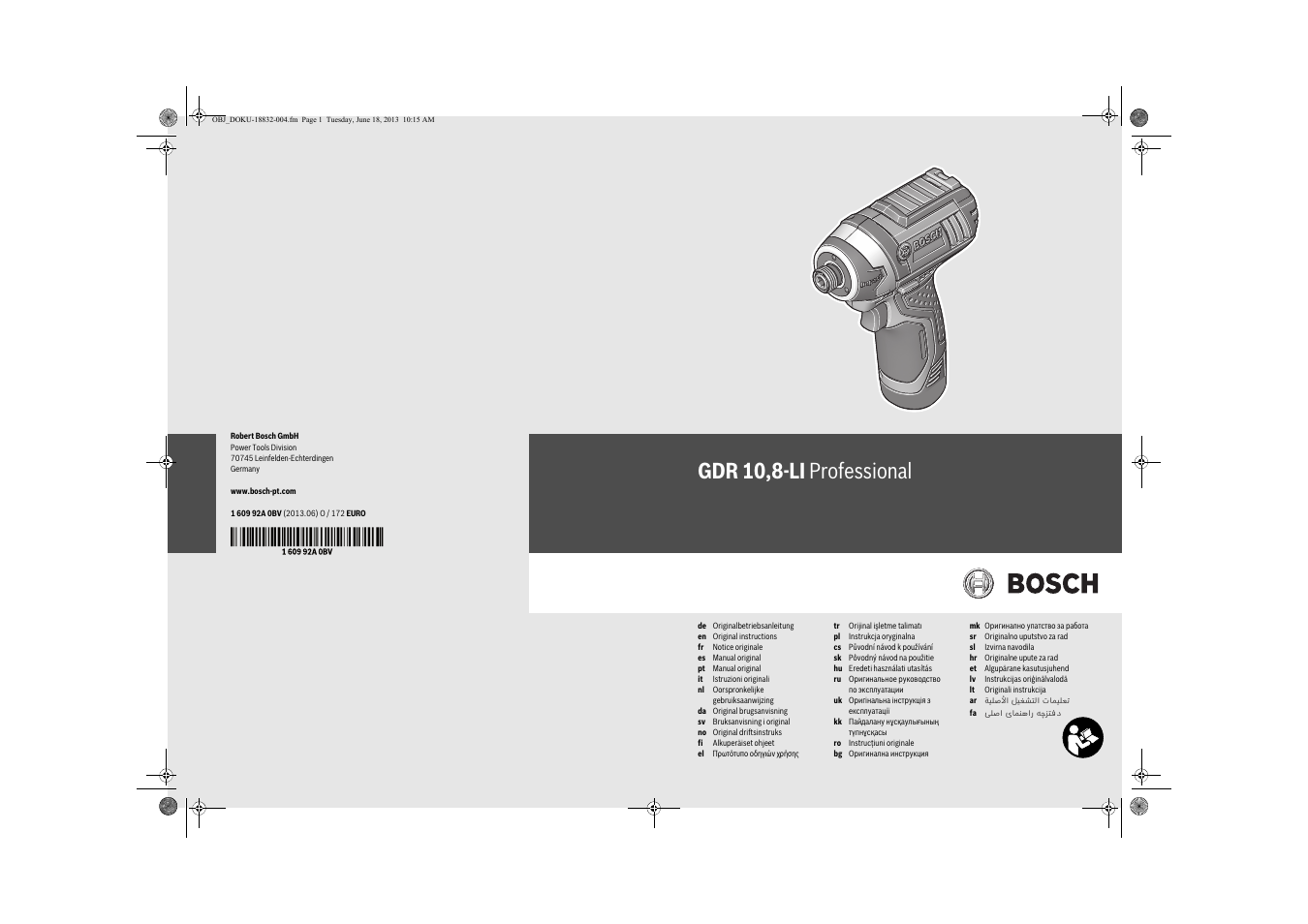 Bosch GDR 10,8-LI Professional User Manual | 171 pages