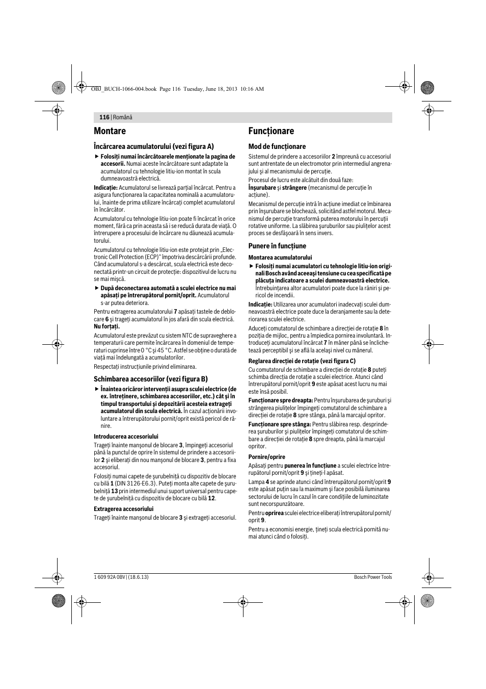 Montare, Funcţionare | Bosch GDR 10,8-LI Professional User Manual | Page 116 / 171