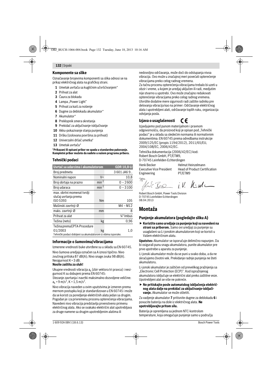 Montaža | Bosch GDR 10,8-LI Professional User Manual | Page 132 / 171