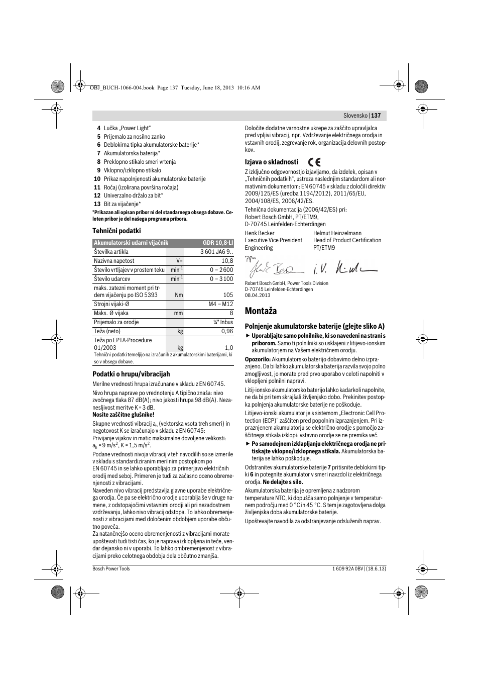 Montaža | Bosch GDR 10,8-LI Professional User Manual | Page 137 / 171