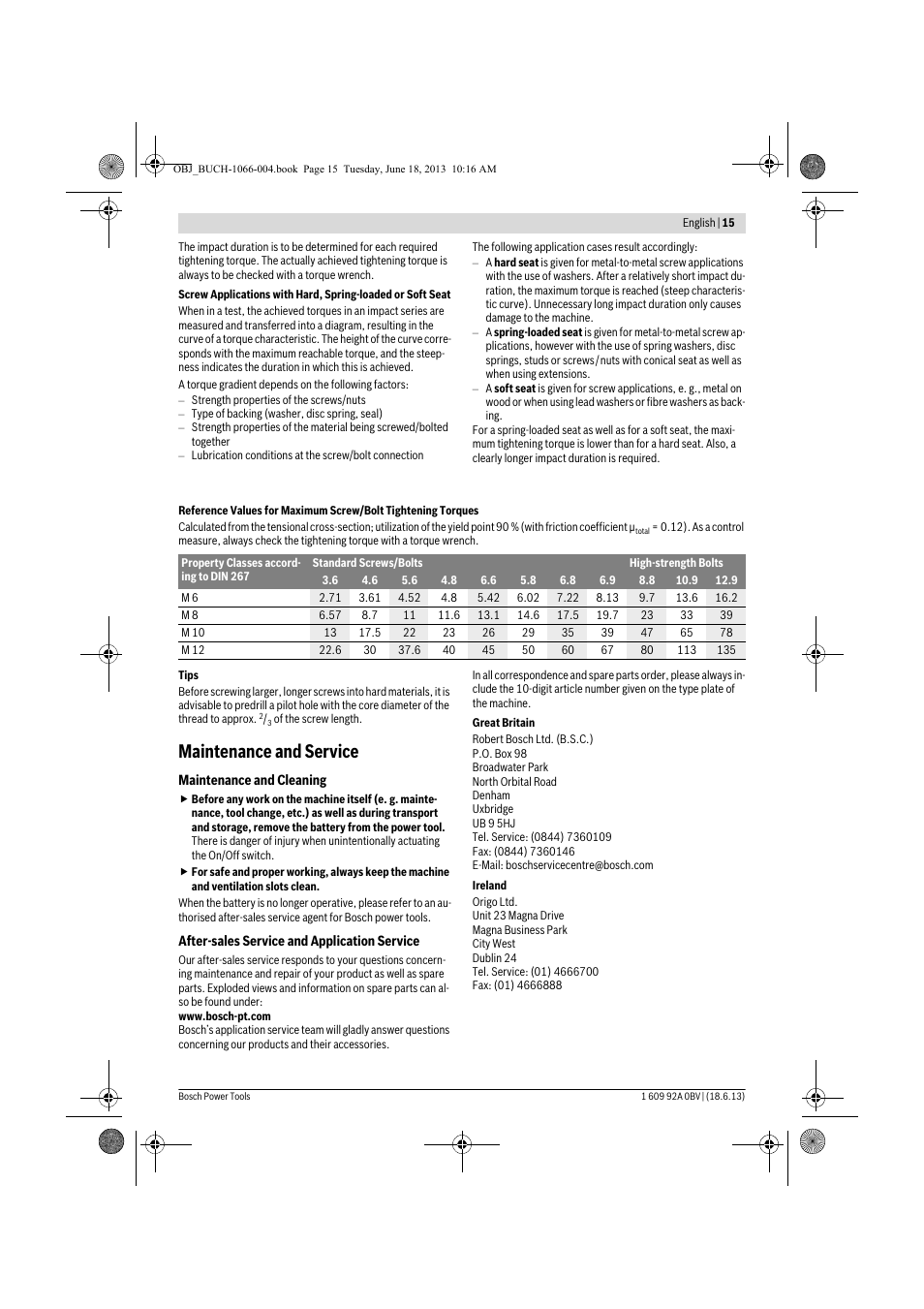 Maintenance and service | Bosch GDR 10,8-LI Professional User Manual | Page 15 / 171