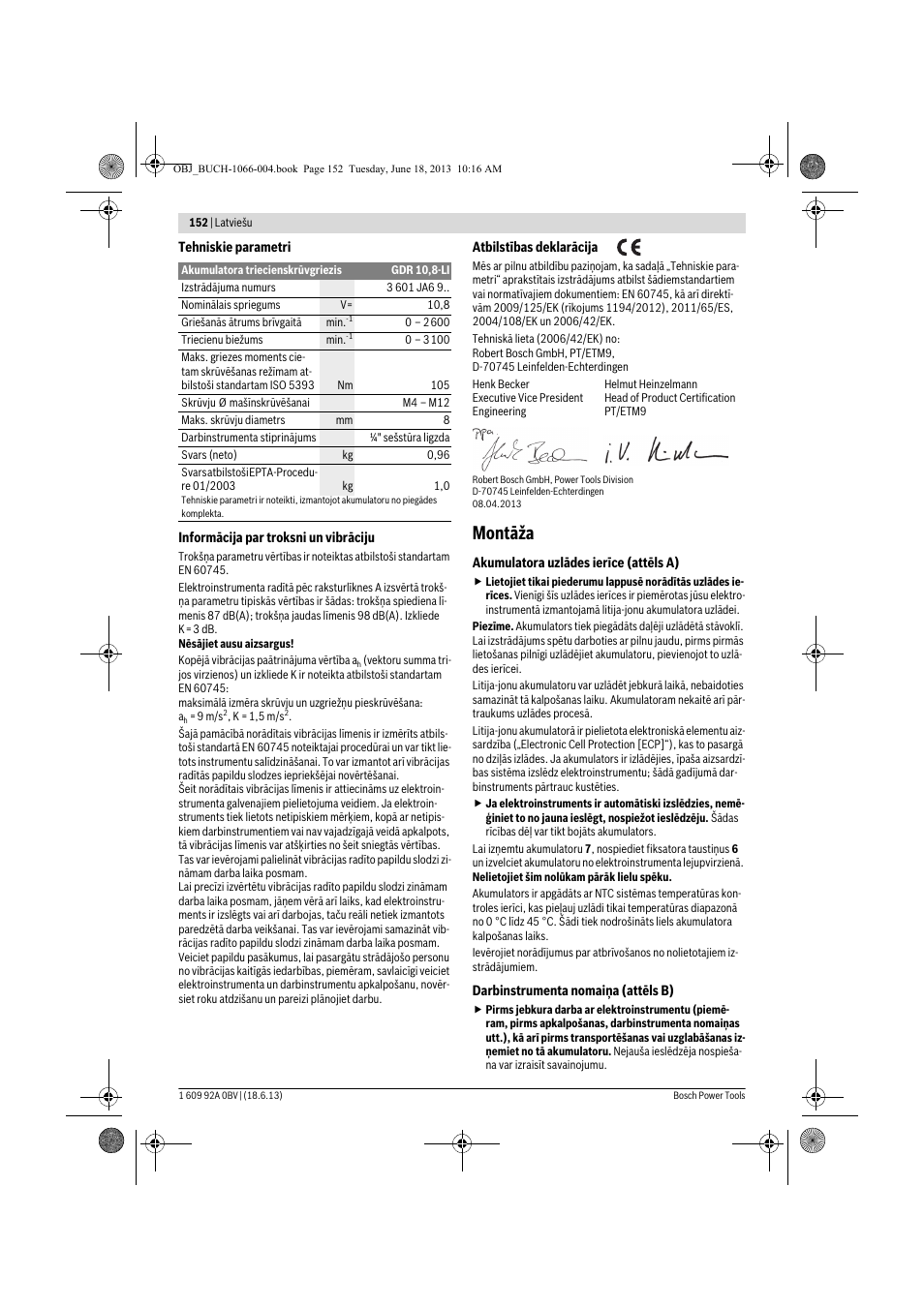 Montāža | Bosch GDR 10,8-LI Professional User Manual | Page 152 / 171