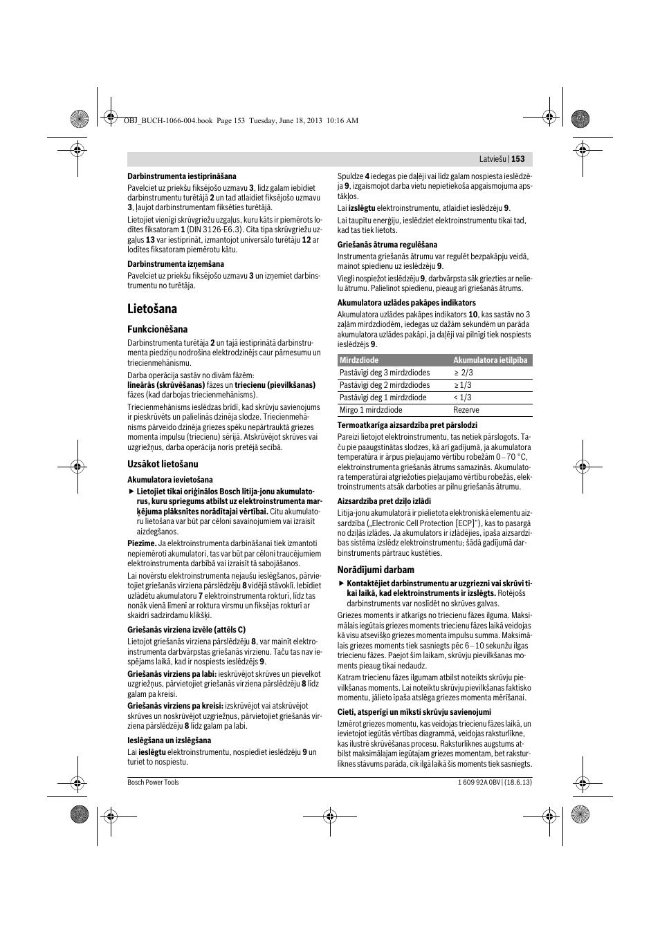 Lietošana | Bosch GDR 10,8-LI Professional User Manual | Page 153 / 171