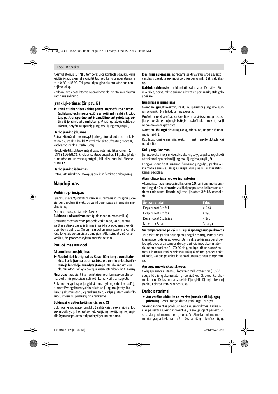 Naudojimas | Bosch GDR 10,8-LI Professional User Manual | Page 158 / 171