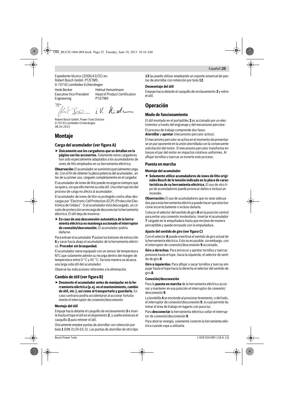 Montaje, Operación | Bosch GDR 10,8-LI Professional User Manual | Page 25 / 171