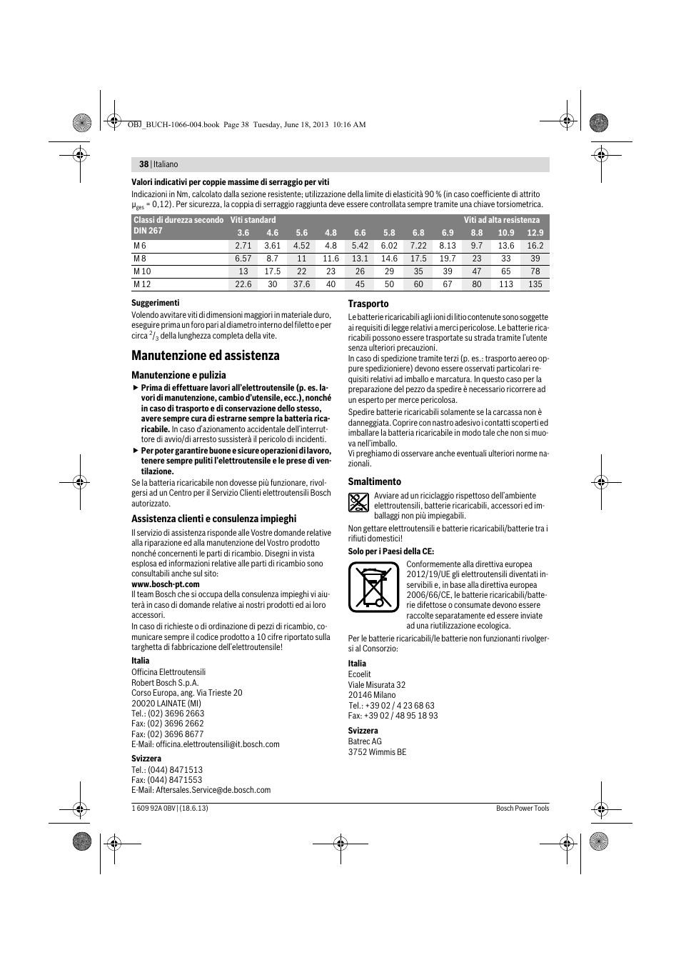 Manutenzione ed assistenza | Bosch GDR 10,8-LI Professional User Manual | Page 38 / 171