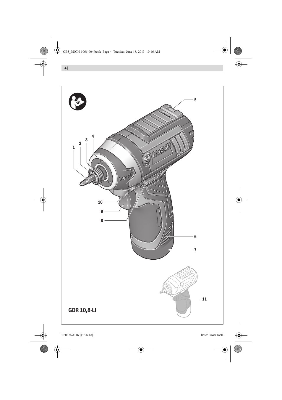 Gdr 10,8-li | Bosch GDR 10,8-LI Professional User Manual | Page 4 / 171