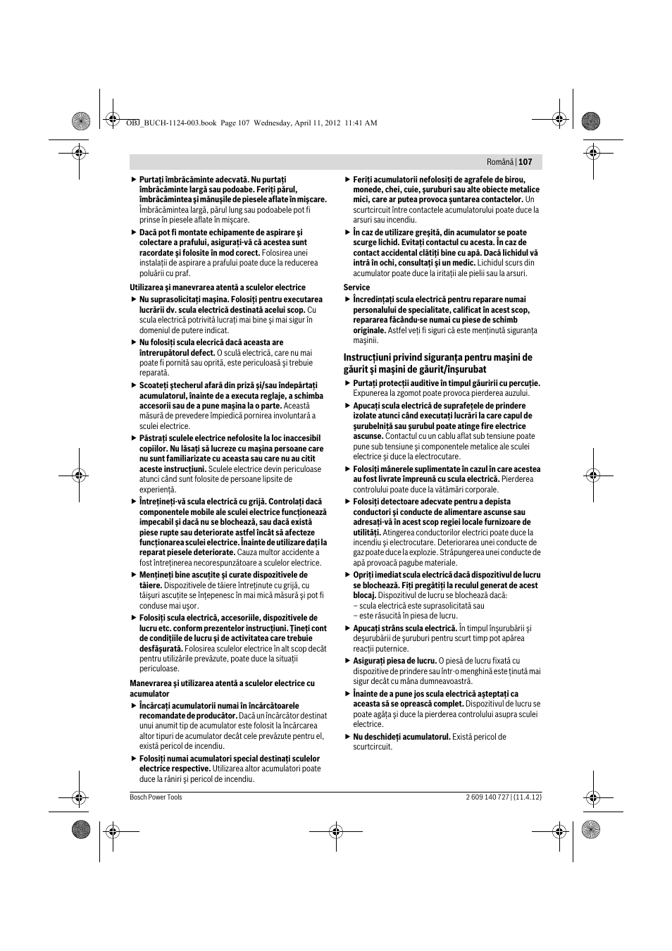 Bosch GSB 12-2 Professional User Manual | Page 107 / 157