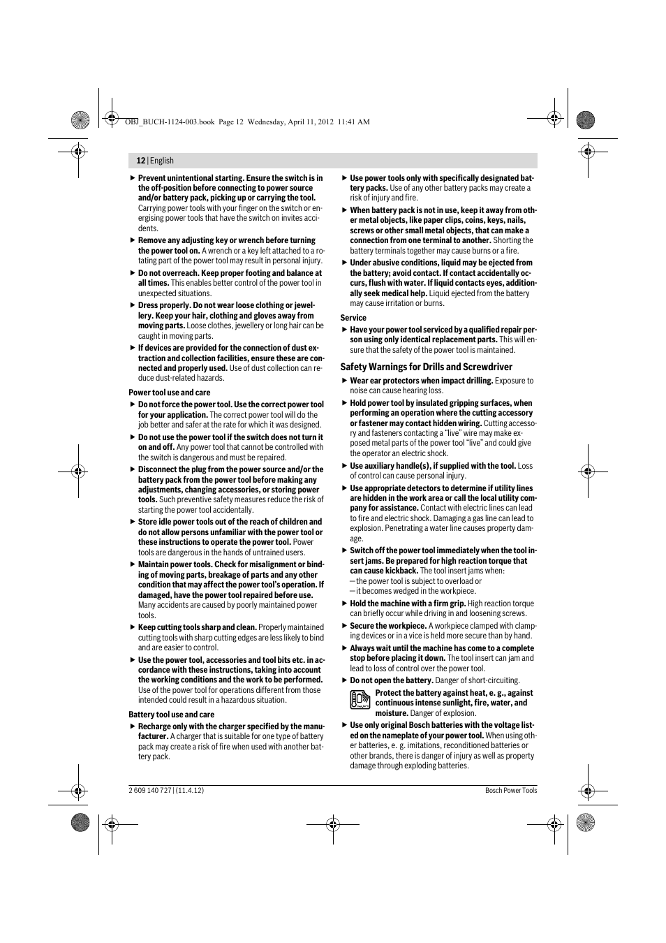 Bosch GSB 12-2 Professional User Manual | Page 12 / 157