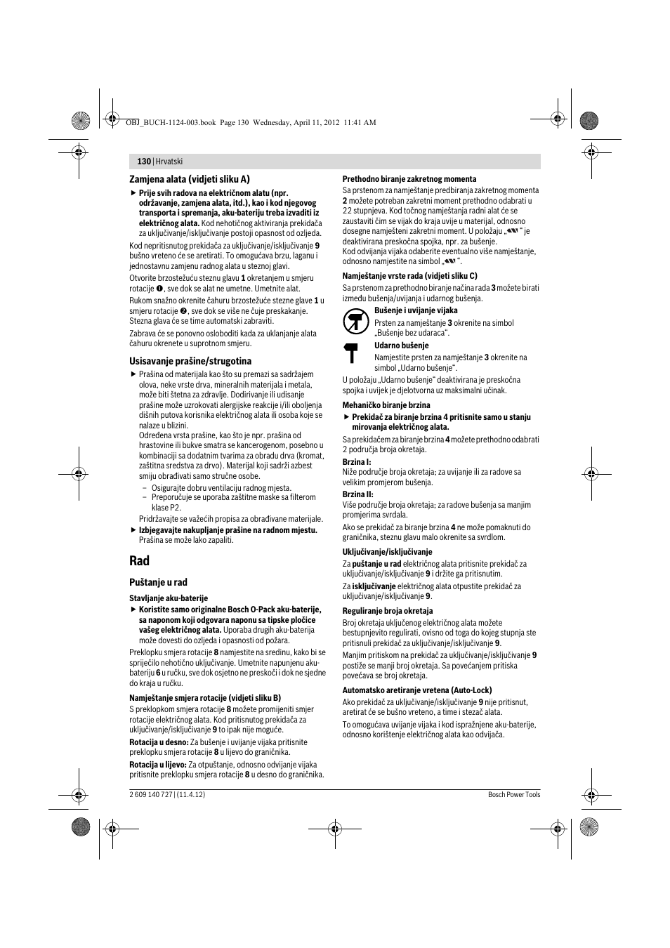 Bosch GSB 12-2 Professional User Manual | Page 130 / 157