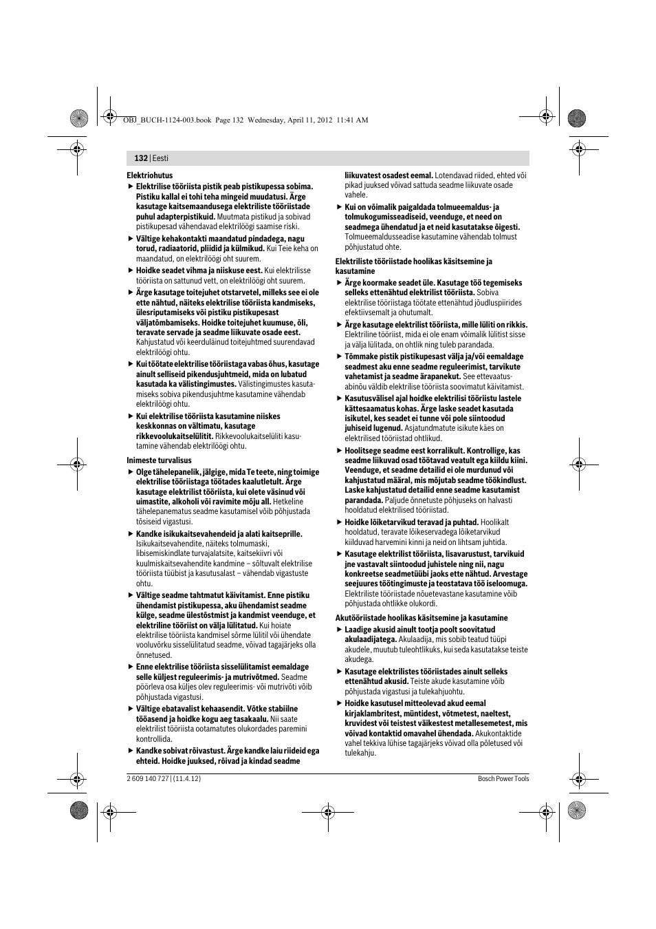 Bosch GSB 12-2 Professional User Manual | Page 132 / 157