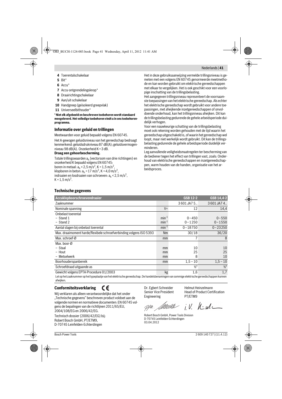 Bosch GSB 12-2 Professional User Manual | Page 41 / 157