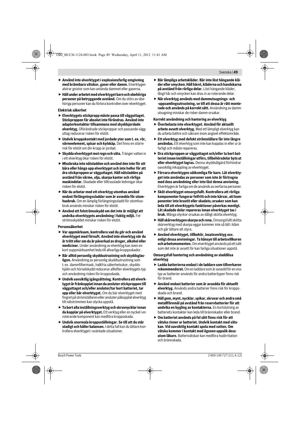 Bosch GSB 12-2 Professional User Manual | Page 49 / 157