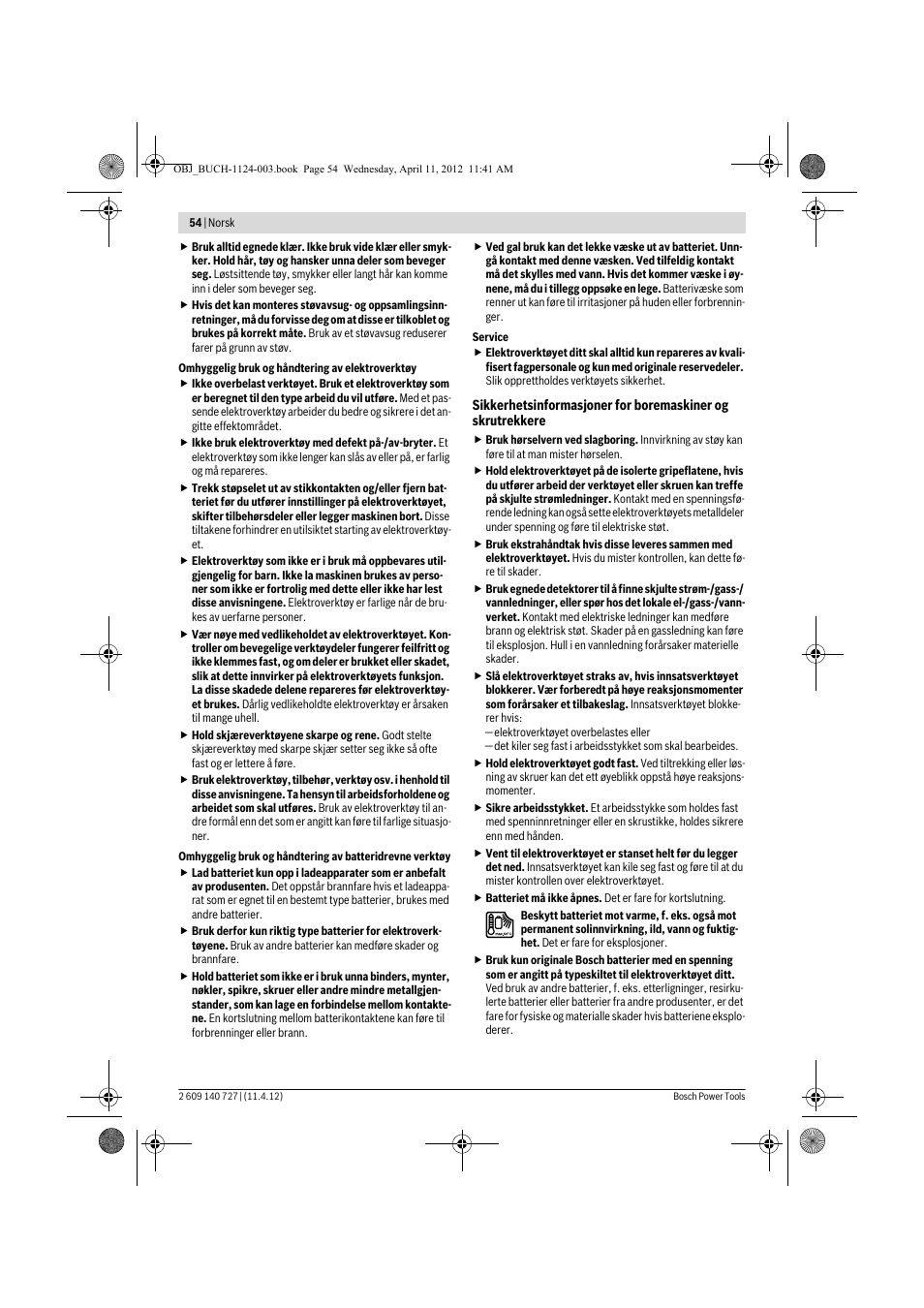 Bosch GSB 12-2 Professional User Manual | Page 54 / 157