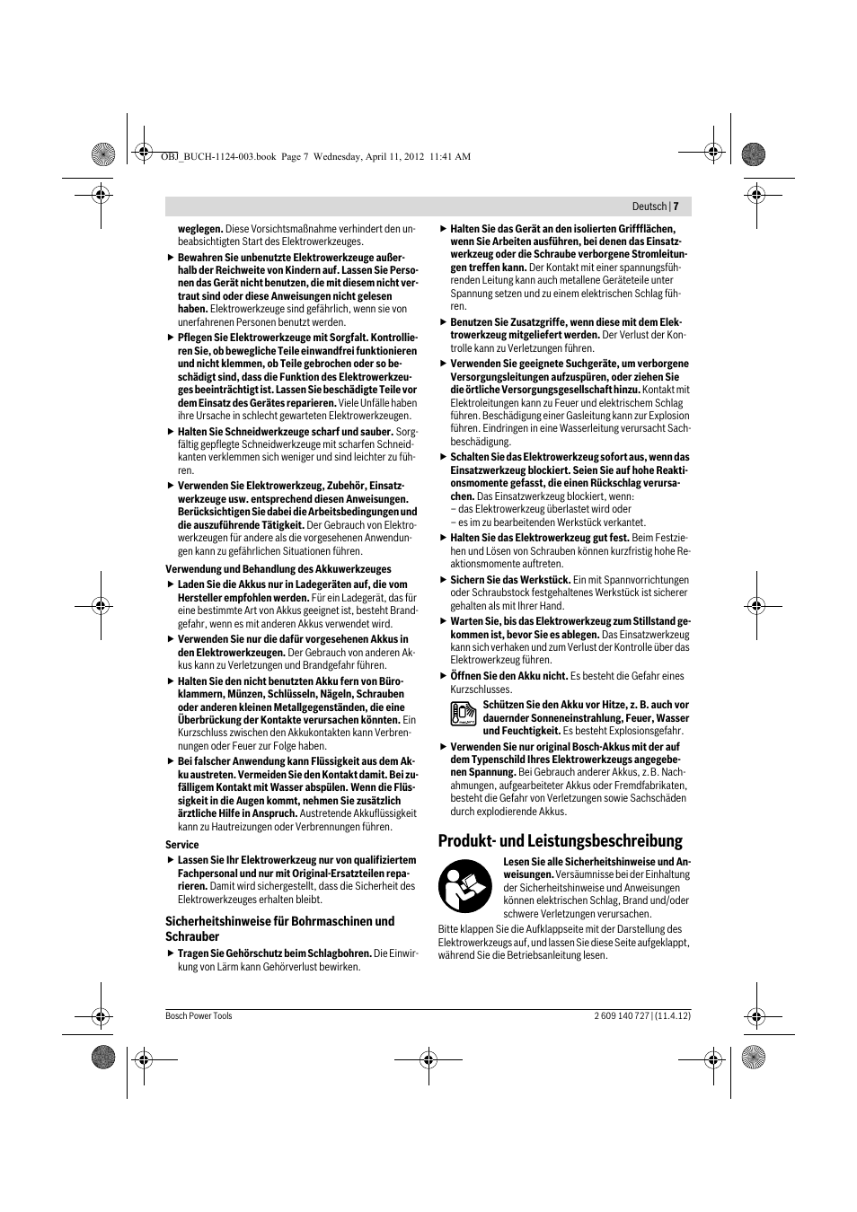 Produkt- und leistungsbeschreibung | Bosch GSB 12-2 Professional User Manual | Page 7 / 157