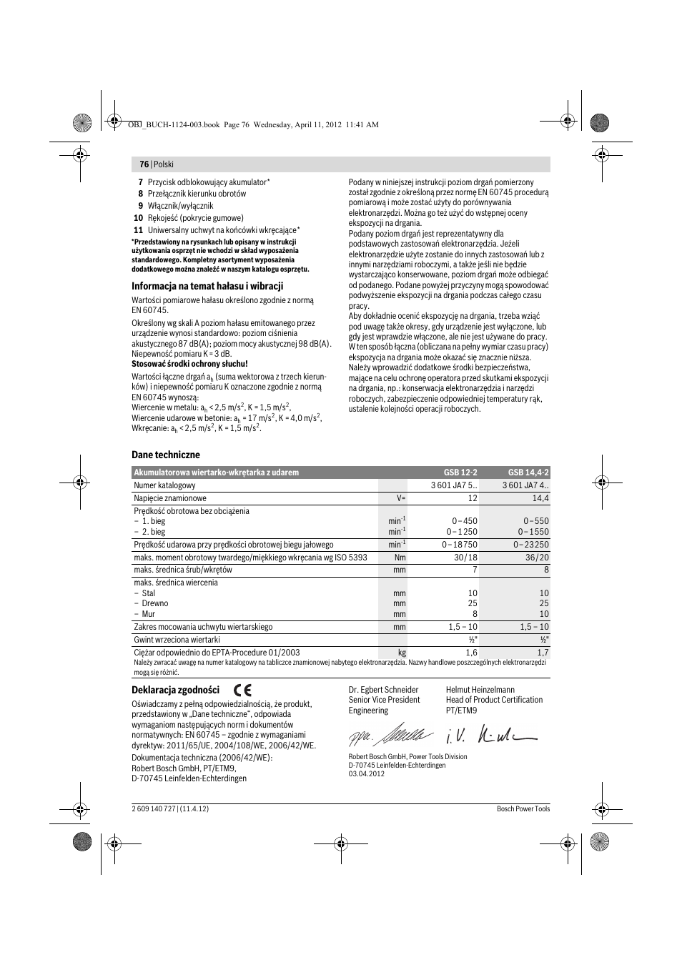 Bosch GSB 12-2 Professional User Manual | Page 76 / 157