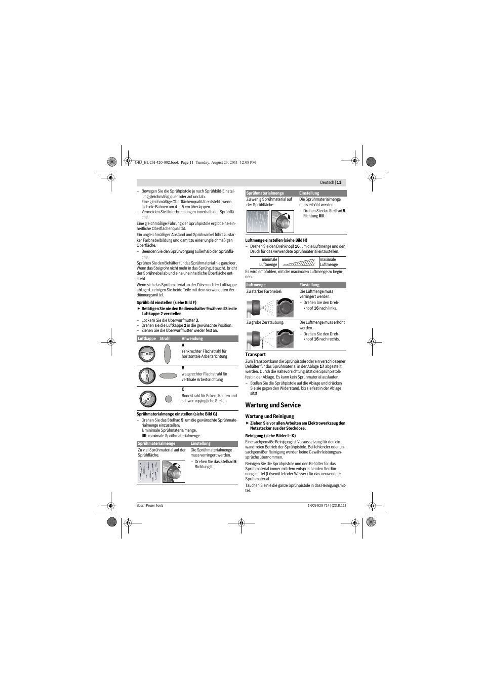 Wartung und service | Bosch PFS 105 E User Manual | Page 11 / 193