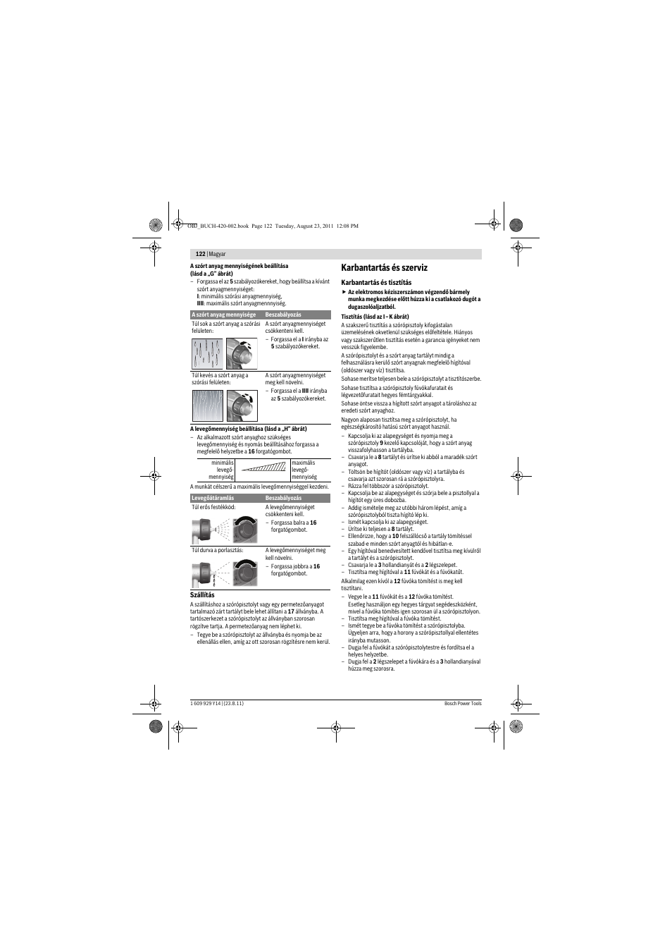 Karbantartás és szerviz | Bosch PFS 105 E User Manual | Page 122 / 193