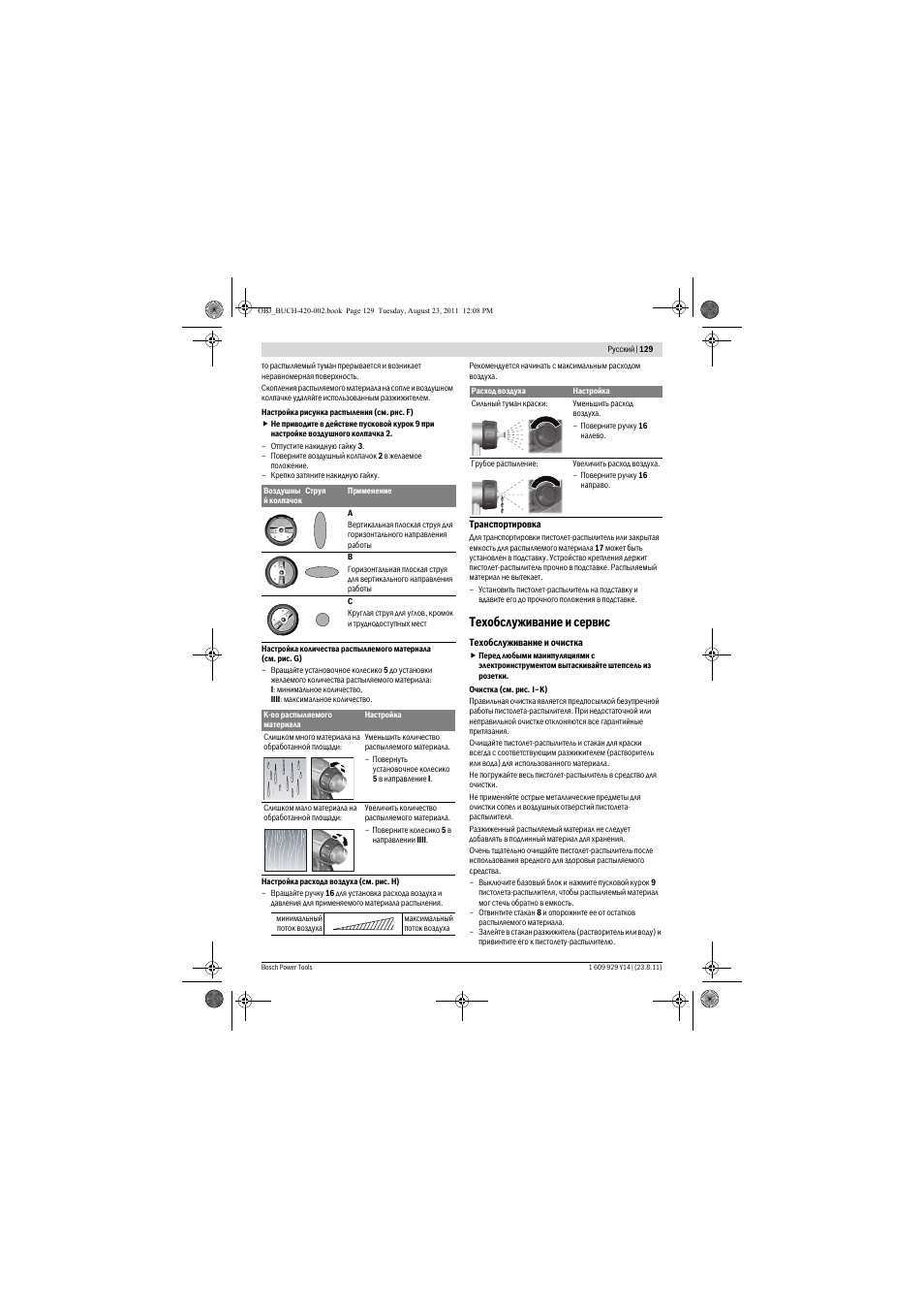 Техобслуживание и сервис | Bosch PFS 105 E User Manual | Page 129 / 193