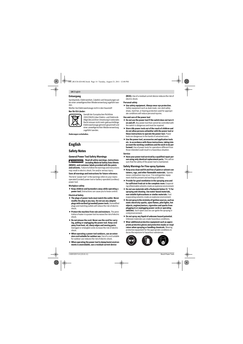 English | Bosch PFS 105 E User Manual | Page 14 / 193