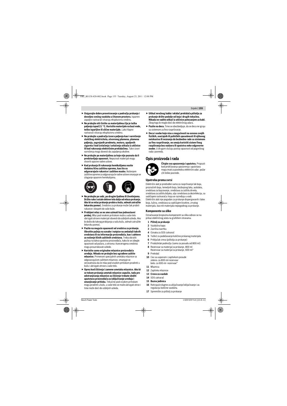 Opis proizvoda i rada | Bosch PFS 105 E User Manual | Page 155 / 193