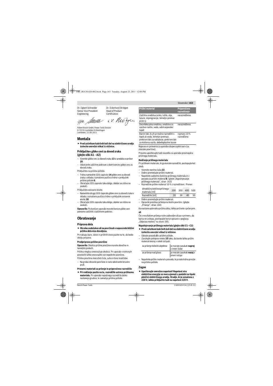 Montaža, Obratovanje | Bosch PFS 105 E User Manual | Page 163 / 193