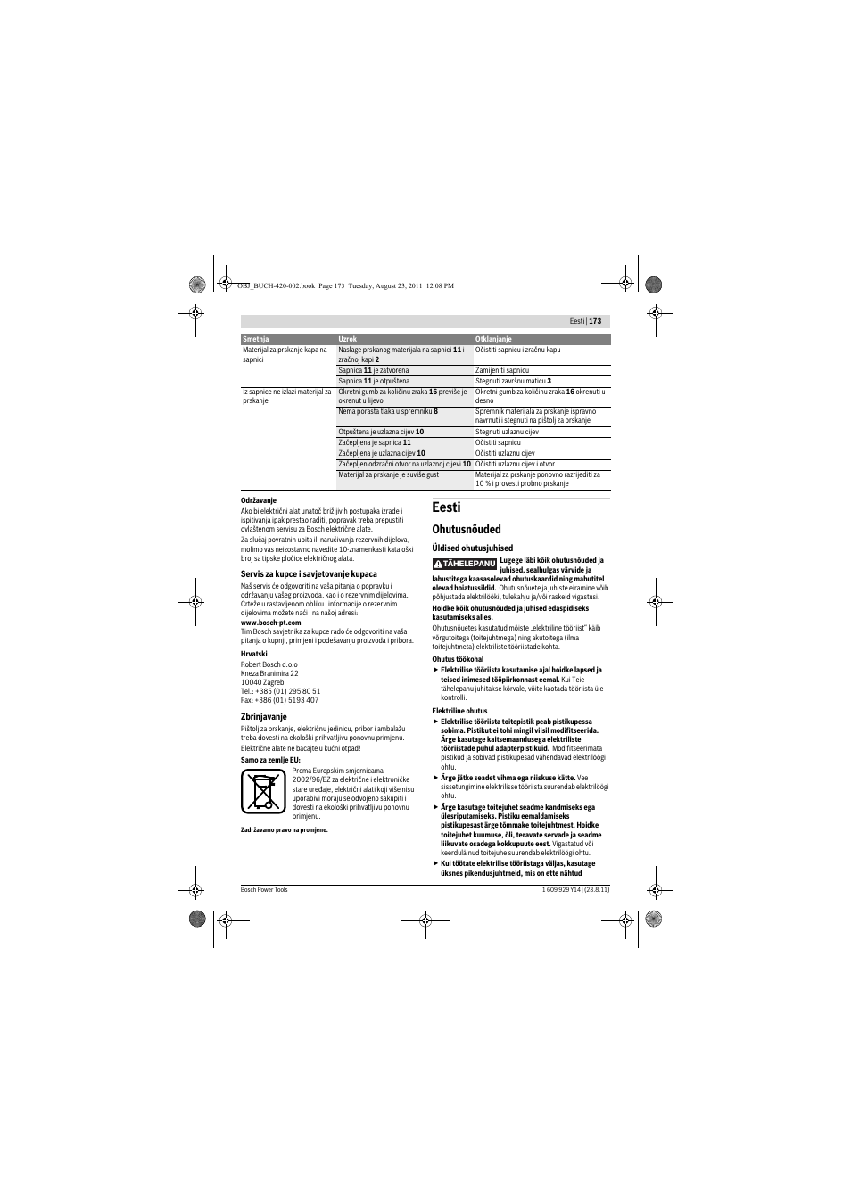 Eesti, Ohutusnõuded | Bosch PFS 105 E User Manual | Page 173 / 193