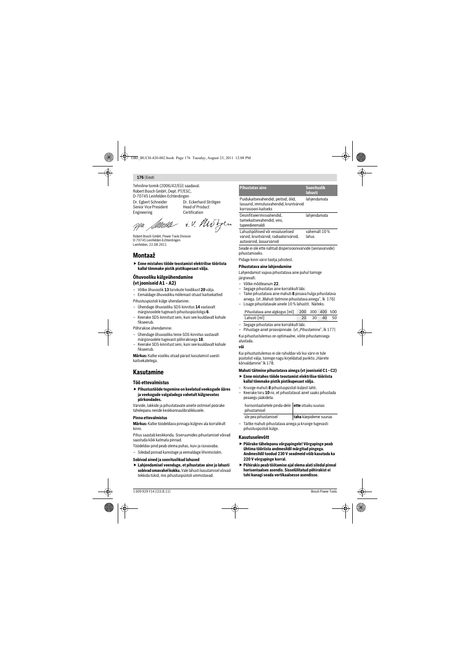 Montaaž, Kasutamine | Bosch PFS 105 E User Manual | Page 176 / 193