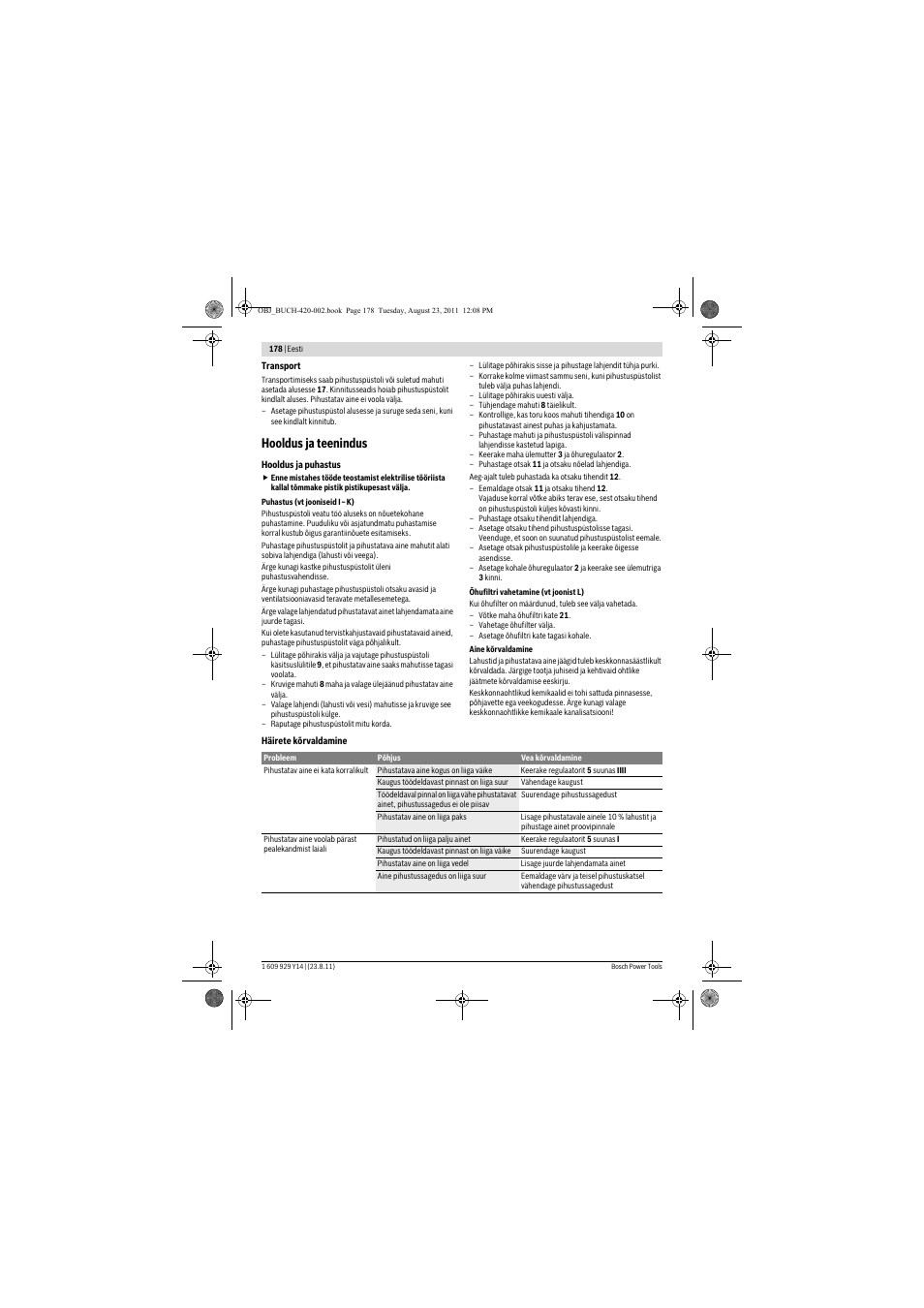 Hooldus ja teenindus | Bosch PFS 105 E User Manual | Page 178 / 193