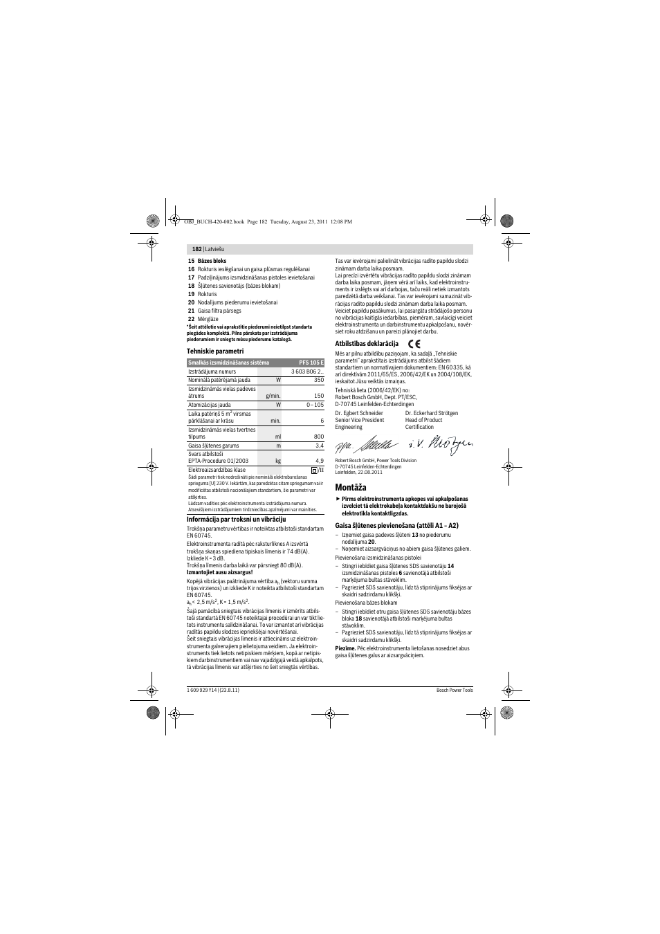 Montāža | Bosch PFS 105 E User Manual | Page 182 / 193