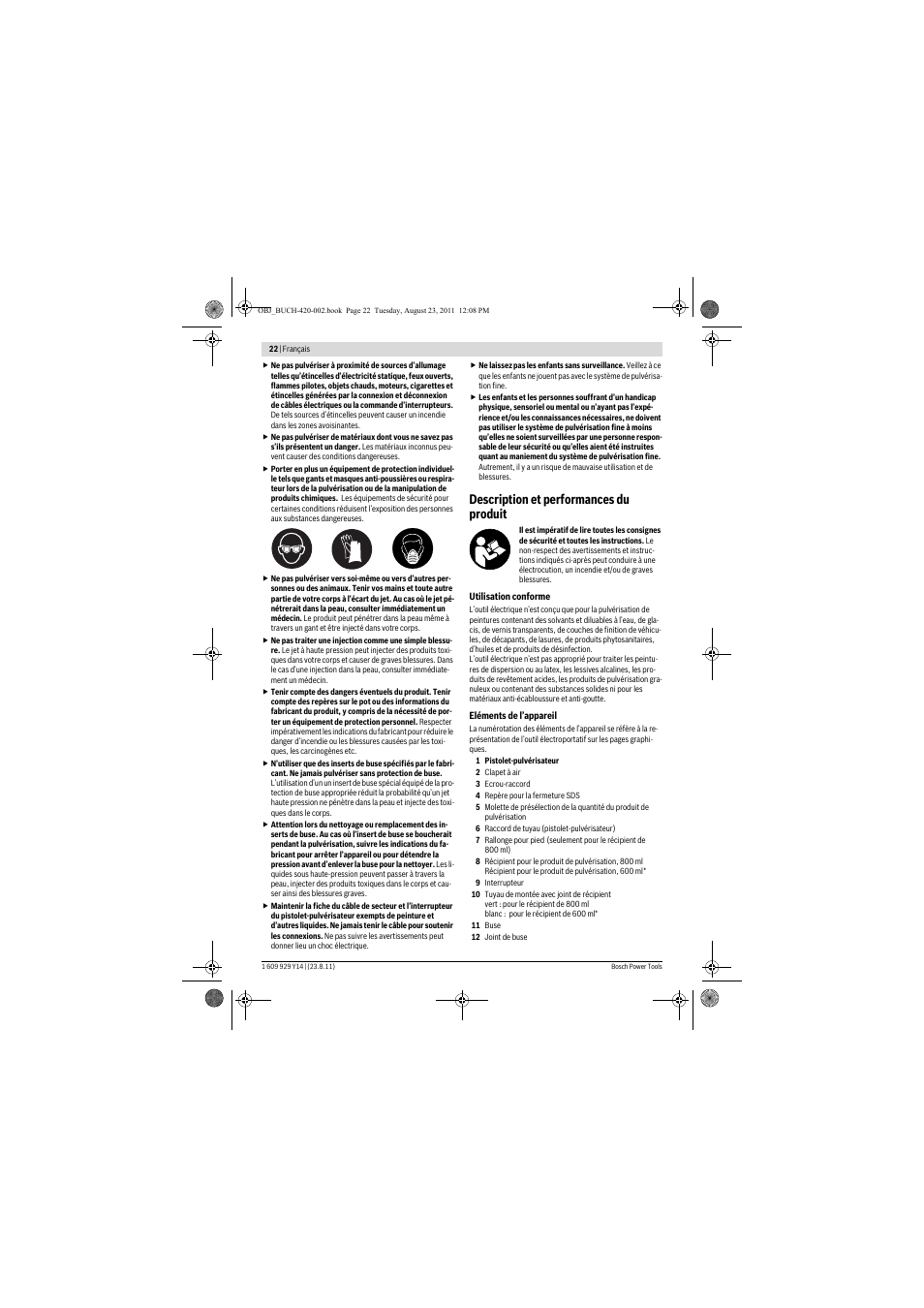 Description et performances du produit | Bosch PFS 105 E User Manual | Page 22 / 193
