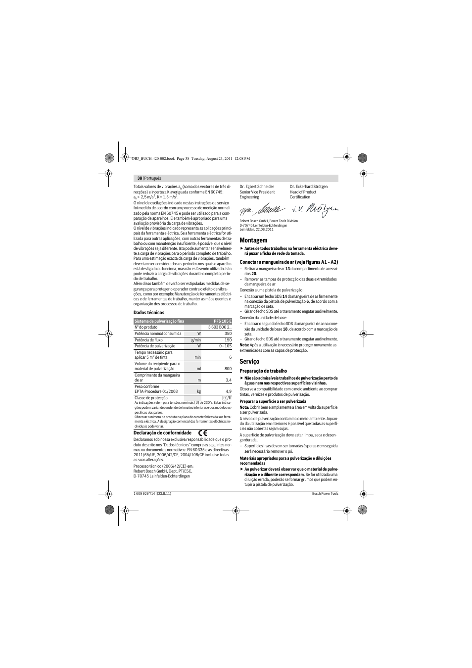 Montagem, Serviço | Bosch PFS 105 E User Manual | Page 38 / 193