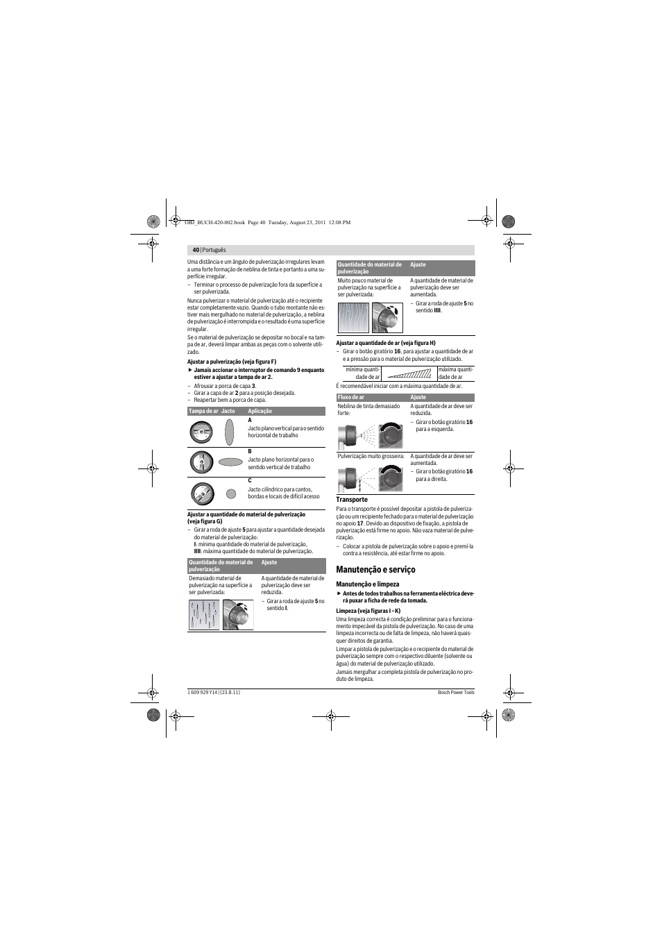 Manutenção e serviço | Bosch PFS 105 E User Manual | Page 40 / 193