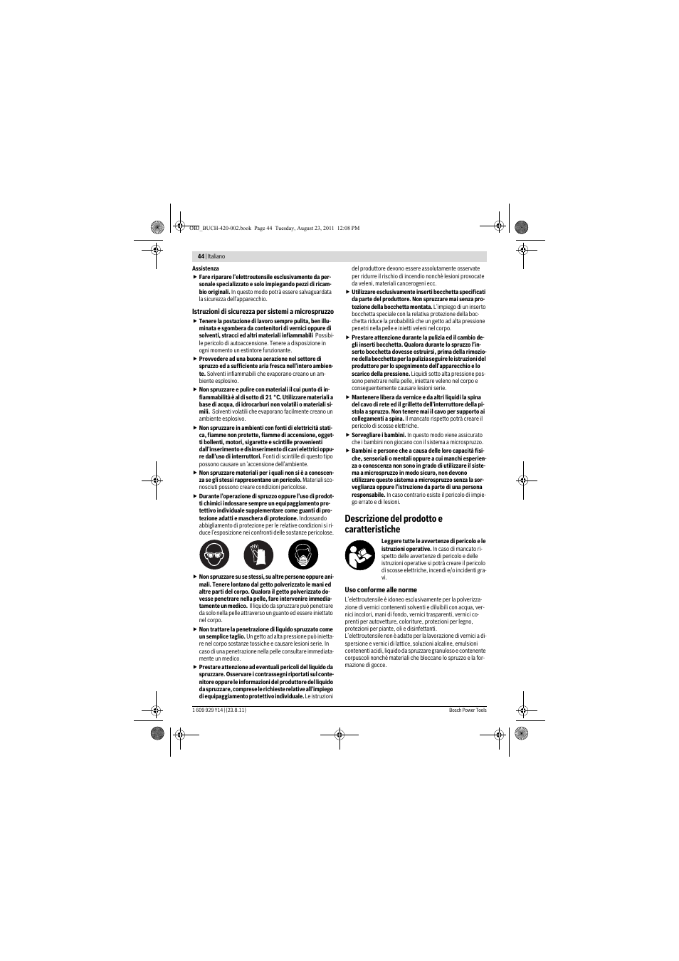 Descrizione del prodotto e caratteristiche | Bosch PFS 105 E User Manual | Page 44 / 193