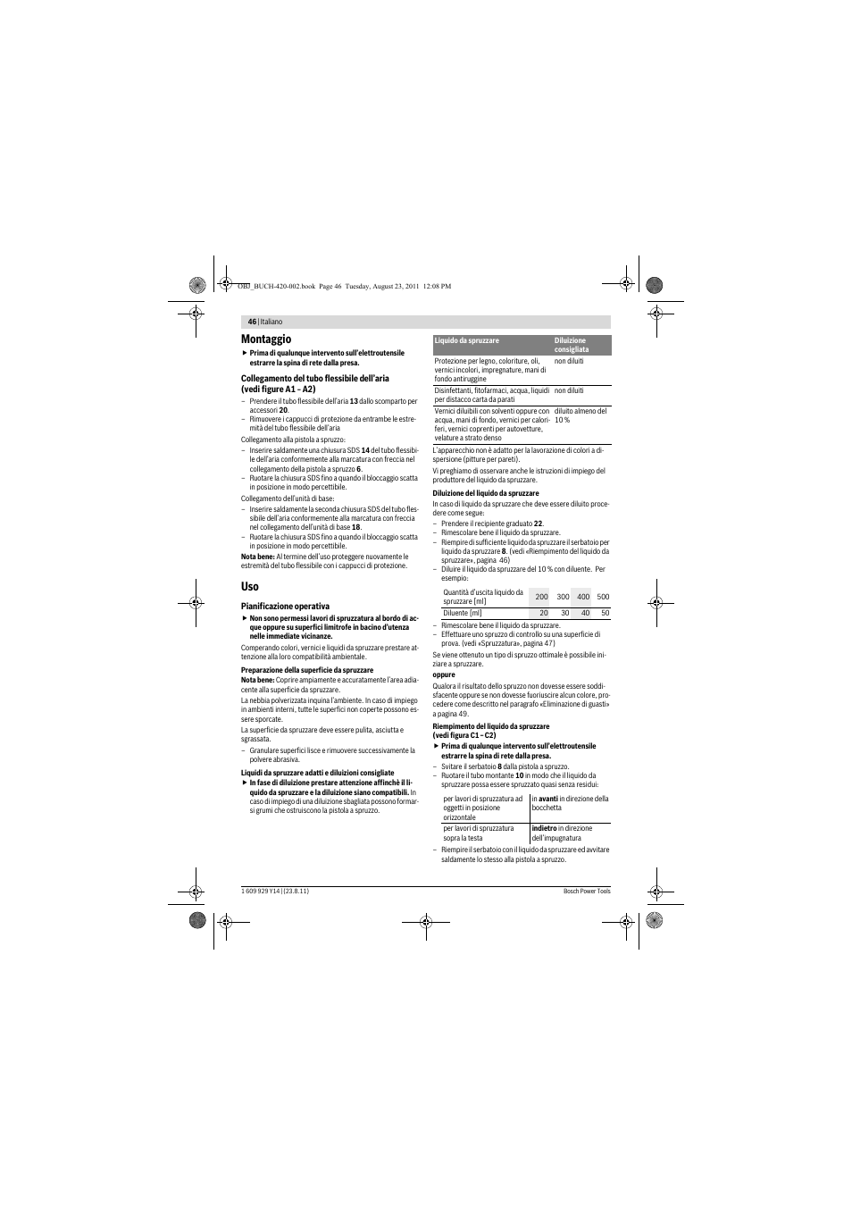 Montaggio | Bosch PFS 105 E User Manual | Page 46 / 193