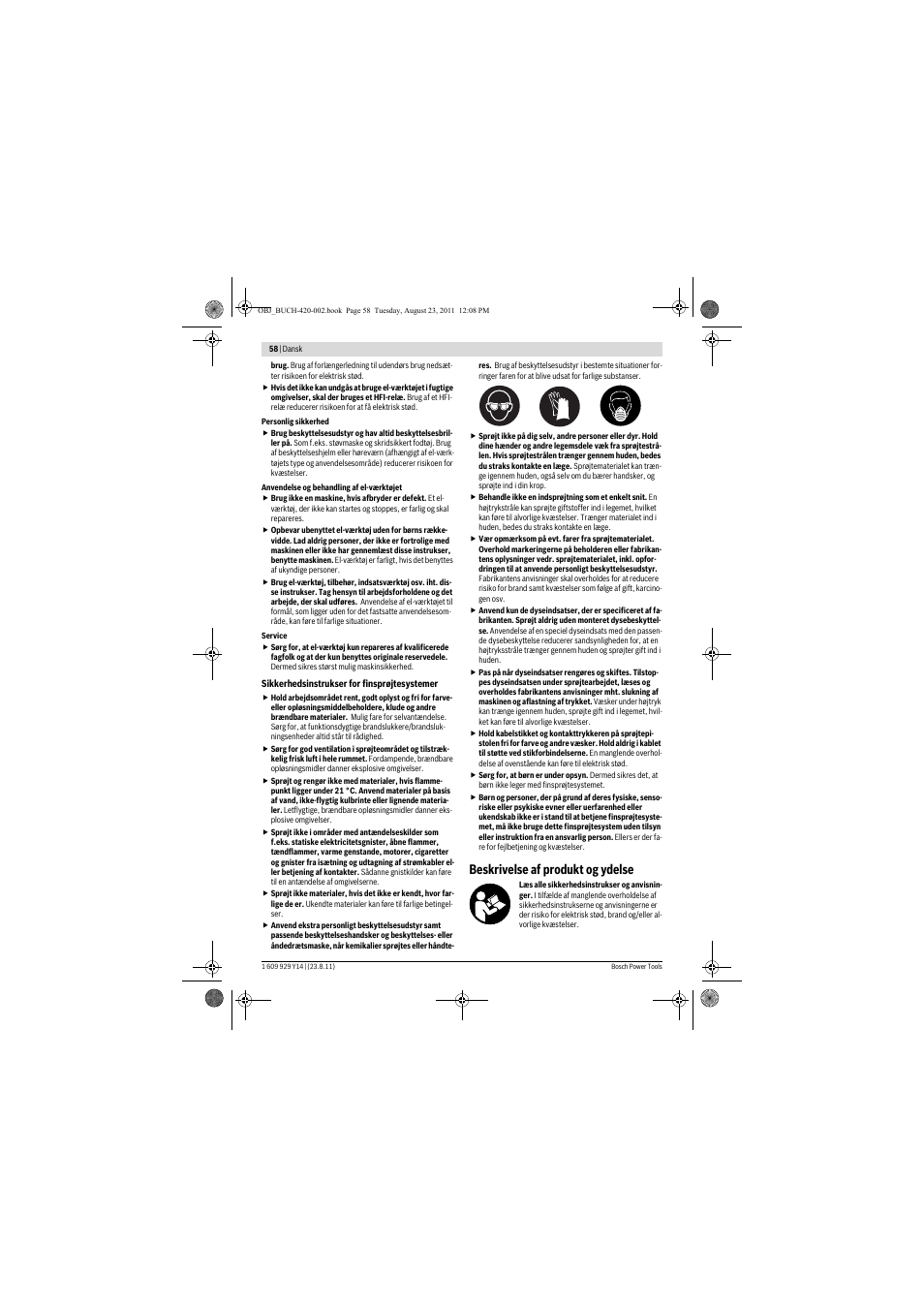 Beskrivelse af produkt og ydelse | Bosch PFS 105 E User Manual | Page 58 / 193