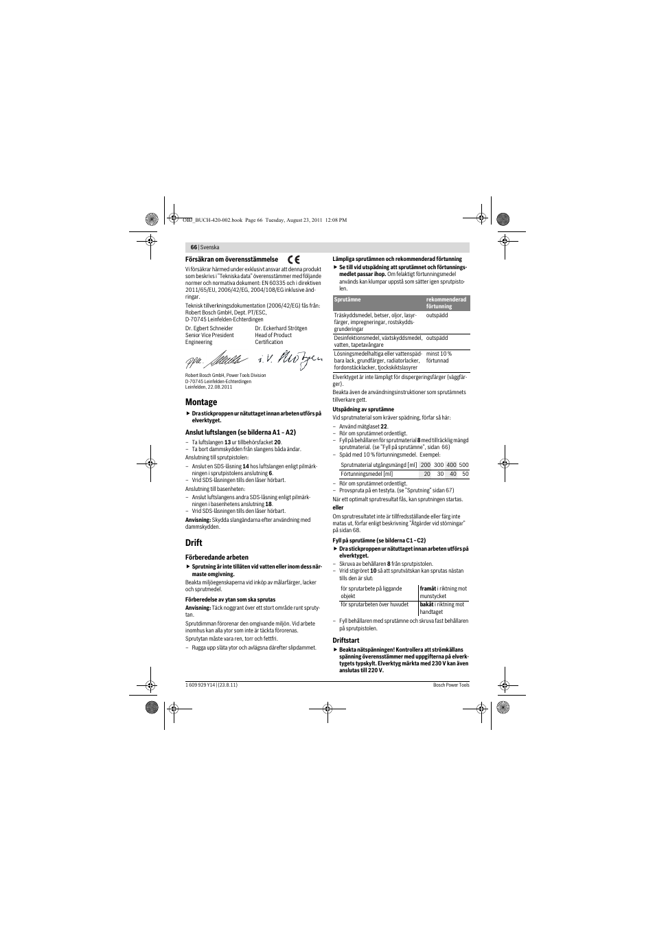 Montage, Drift | Bosch PFS 105 E User Manual | Page 66 / 193