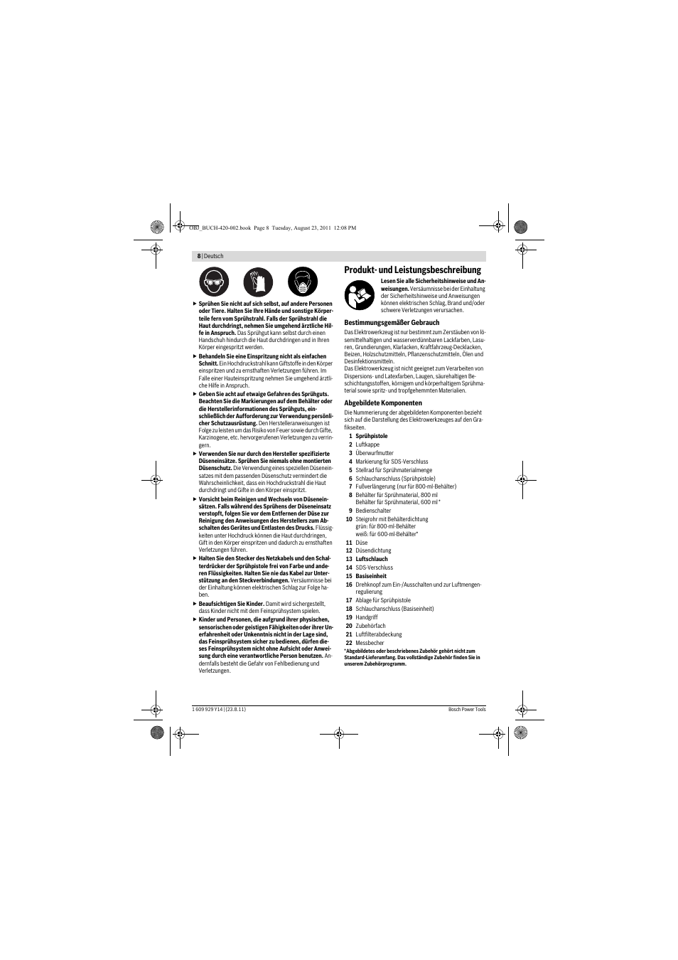 Produkt- und leistungsbeschreibung | Bosch PFS 105 E User Manual | Page 8 / 193