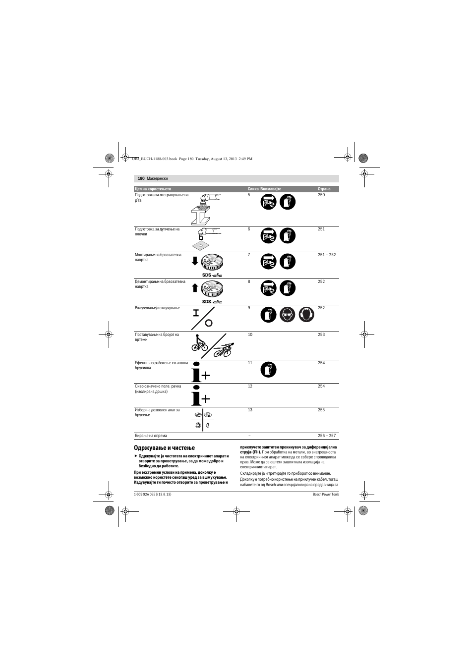 Одржување и чистење | Bosch GWS 7-125 Professional User Manual | Page 180 / 257