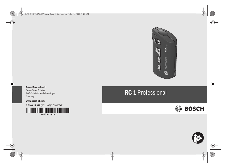 Bosch RC 1 Professional User Manual | 188 pages